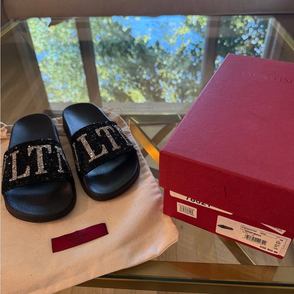 Valentino black slides